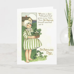 Cute Girl Shamrock Pot Card