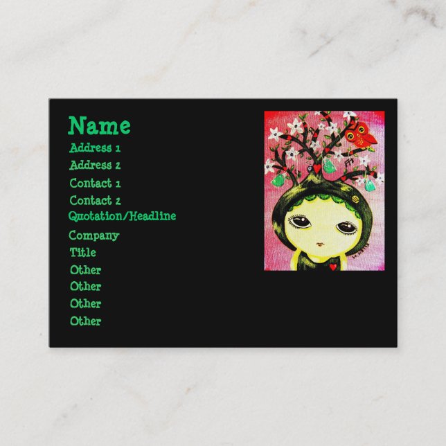 Cute Girl - She Grows A Tree Business Card (Front)