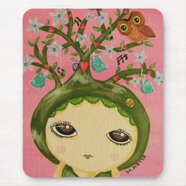 Cute Girl - She Grows A Tree Mouse Pad (Front)