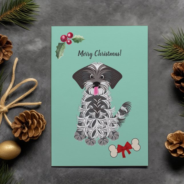 Cute Girl Shih Tzu Dog Customizable Holiday Card (Creator Uploaded)
