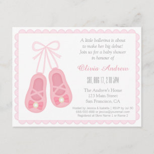 Cute Girl Shoes Ballerina Baby Shower Invitations
