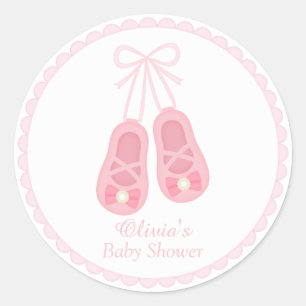 Cute Girl Shoes Ballerina Baby Shower Labels
