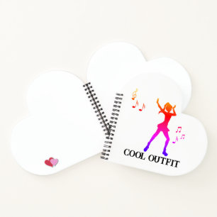 Cute Girl sing and dancing withe note music\waterc Notebook