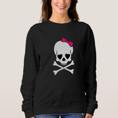 Cute Girl Skull Crossbones Pirate Premium Sweatshirt