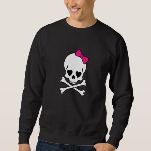 Cute Girl Skull Crossbones Pirate Premium Sweatshirt
