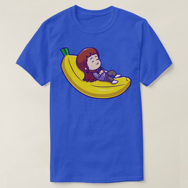 Cute Girl Sleeping On Bananas Cartoon1 T-Shirt (Design Front)