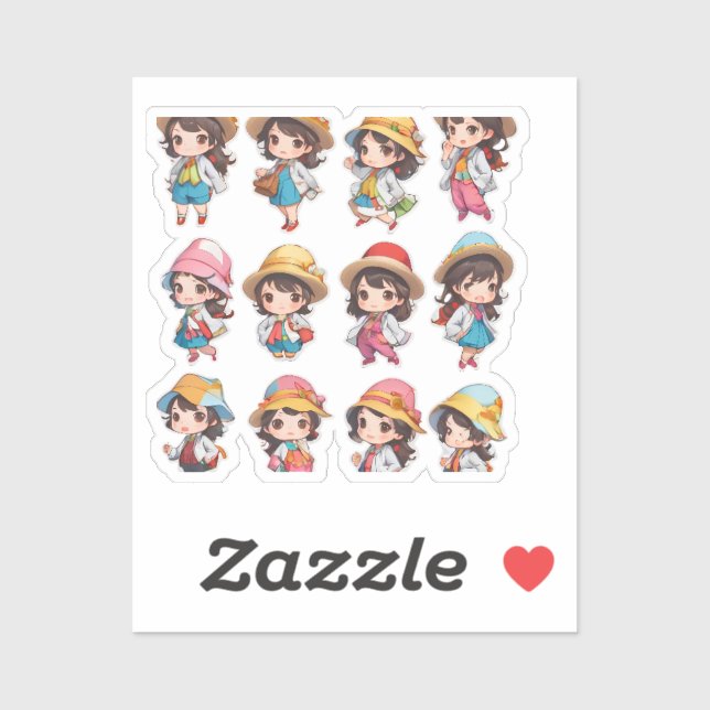 Cute girl sticker's  sticker (Sheet)