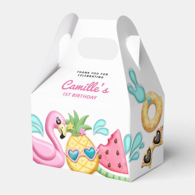 Cute Girl Summer Beach Birthday Favor Boxes (Front Side)