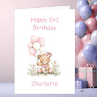 Cute Girl Teddy Bear 2nd Birthday