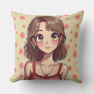 cute girl throw pillow