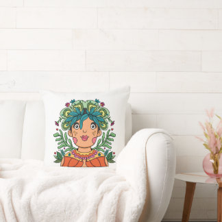 Cute Girl, Throw Pillow