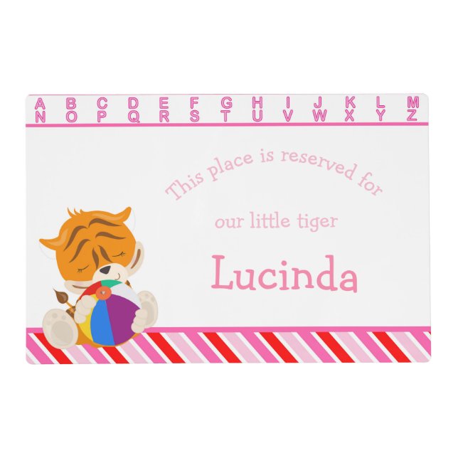 Cute Girl Tiger Placemat (Front)