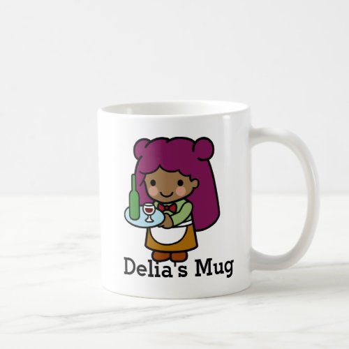 Cute girl Waitress with Wine Coffee Mug