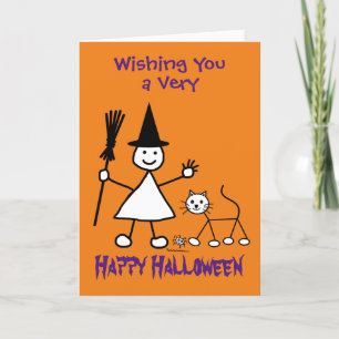 Cute Girl Witch Kids Halloween Card