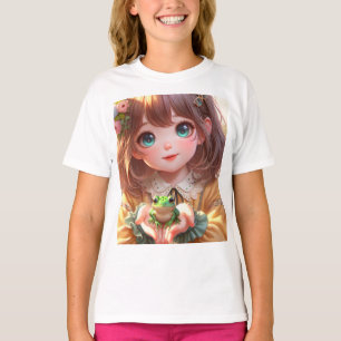 cute girl with a cute frog T-Shirt