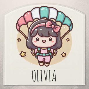 Cute Girl with a Parachute Door Sign