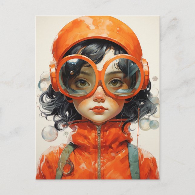 Cute Girl with Big Glasses Postcard (Front)