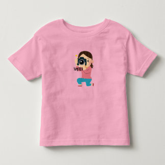 Cute Girl with Camera – Adorable Cartoon Photograp Toddler T-shirt