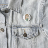 Cute Girl with Cat Personalized Button (In Situ)
