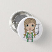 Cute Girl with Cat Personalized Button (Front & Back)