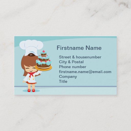 Customizable Cute Girl with Chocolate Cake Business Card