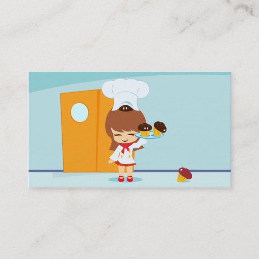 Customizable Cute Girl with Cupcakes Business Cards