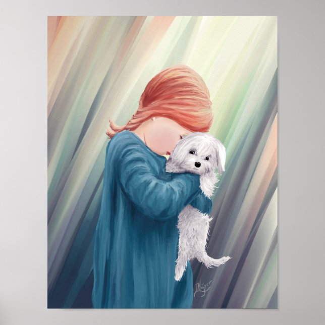 Cute Girl with Dog Poster (Front)
