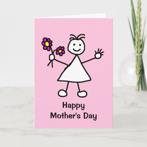 Cute Girl with Flowers Mothers Day Card