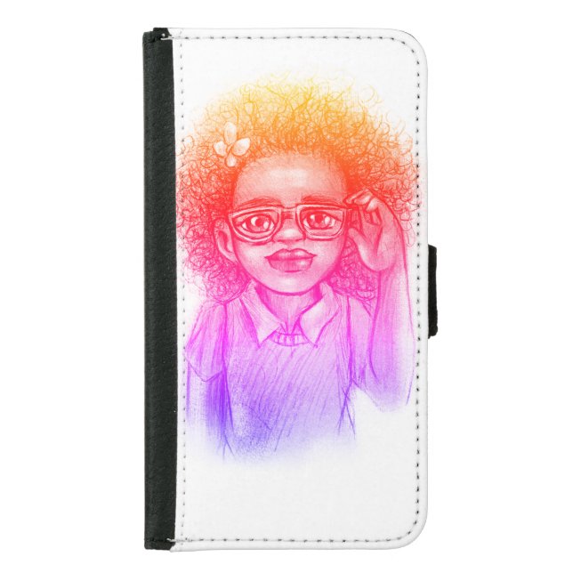 Cute Girl with glasses Samsung Galaxy Wallet Case (Front)