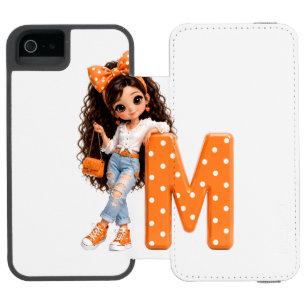 Cute Girl with Letter M Throw Blanket iPhone SE/5/5s Wallet Case
