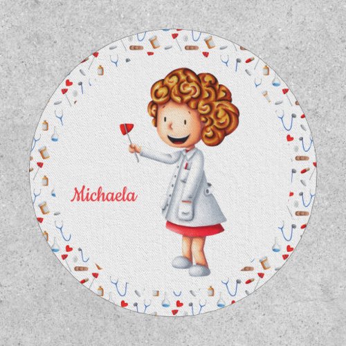 Cute Girl with Reflex Hammer Personalized Doctor Patch