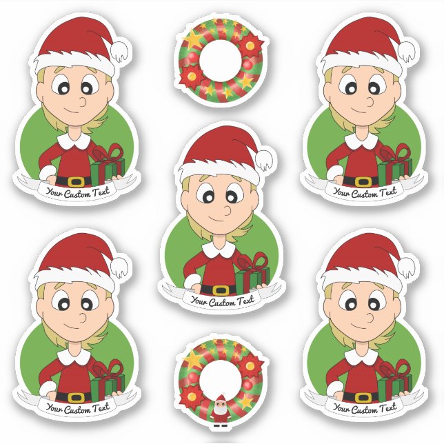 Cute girl with short blonde hair Christmas cartoon Sticker (Front)