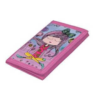 Cute Girl Yoga Illustration Photo Wallet