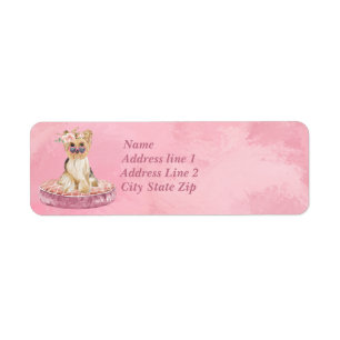 Cute Girl Yorkie With Roses and Heart Sunglasses Label