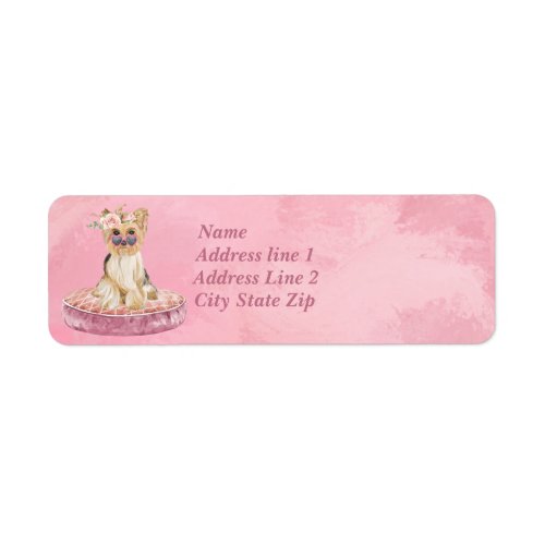 Cute Girl Yorkie With  Roses and Heart Sunglasses Label