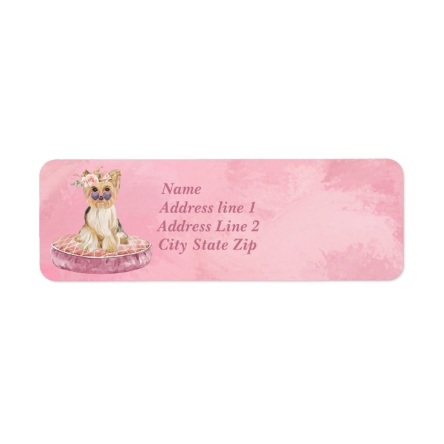 Cute Girl Yorkie With  Roses and Heart Sunglasses Label (Front)