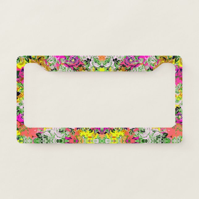 Cute girley abstract flowers license plate frame (Front)