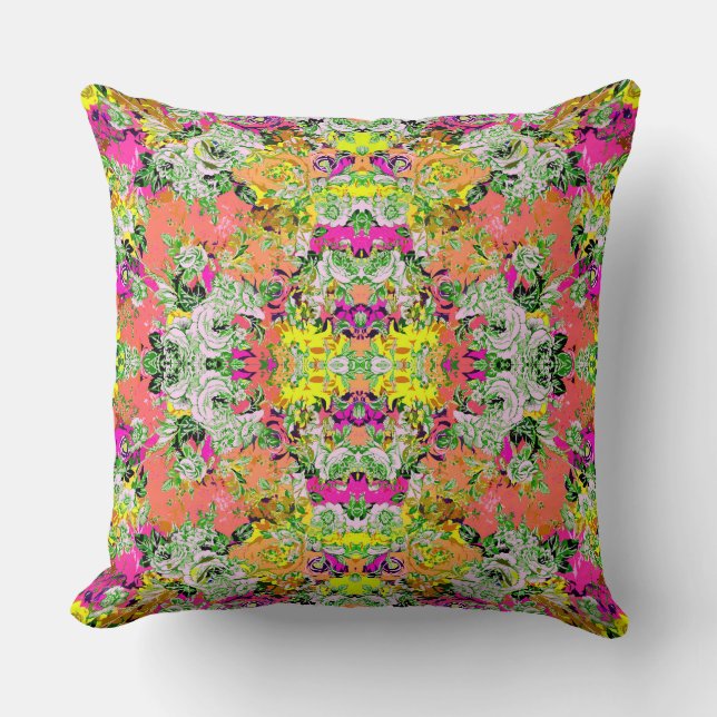 Cute girley abstract flowers throw pillow (Front)