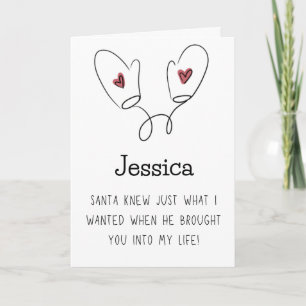 Cute Girlfriend or Boyfriend Name Merry Christmas Holiday Card