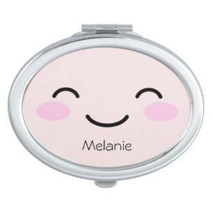 Cute girlie Kawaii cartoon custom name Compact Mirror