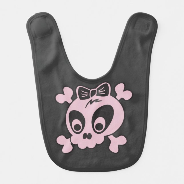 Cute Girlie Skull Baby Bib (Front)