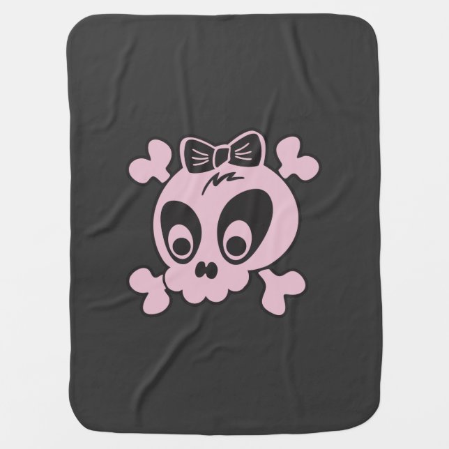 Cute Girlie Skull Swaddle Blanket (Front)