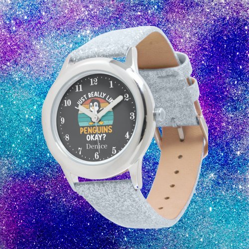 cute girls add name penguin lovers watch