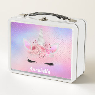 Cute girls add name unicorn Fantasy lunch box