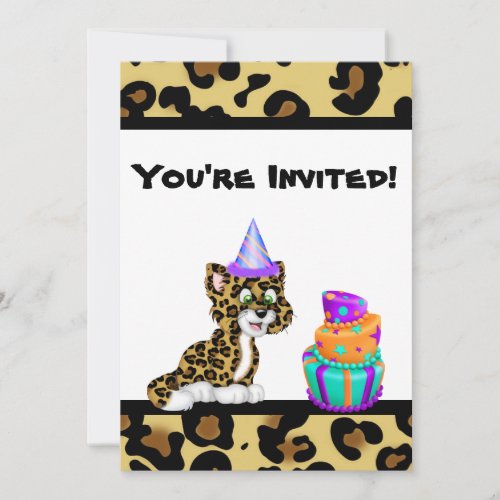 Girls Animal Print Leopard Birthday Invitation