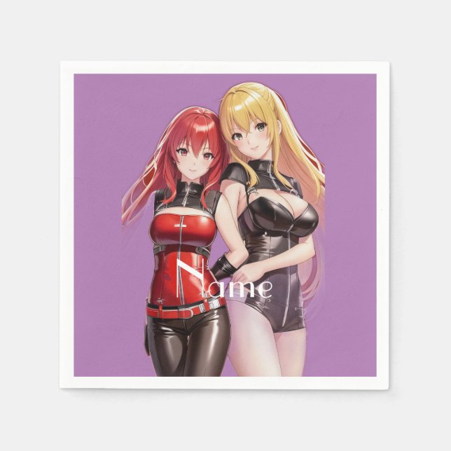 Cute Girls Anime Thunder_Cove Napkins (Front)