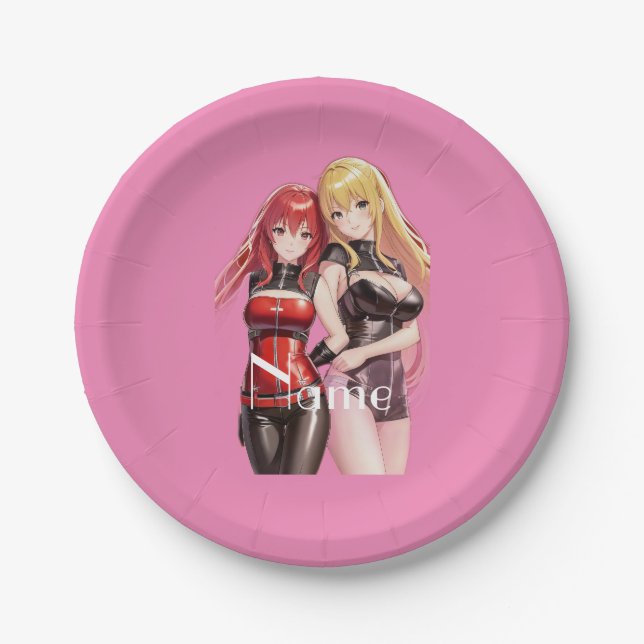 Cute Girls Anime Thunder_Cove Paper Plates (Front)