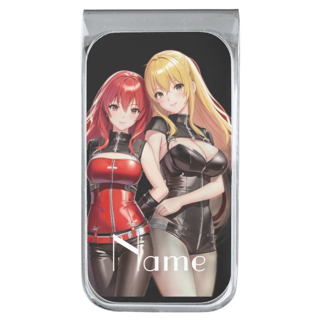 Cute Girls Anime Thunder_Cove  Silver Finish Money Clip (Front Vertical)