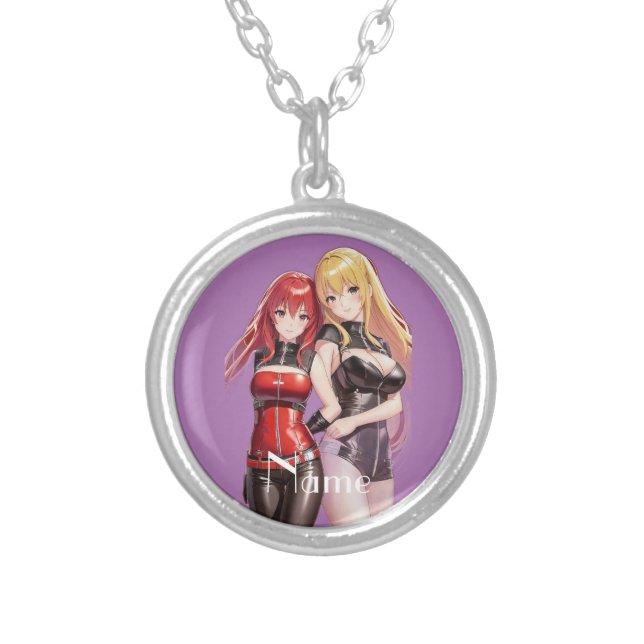Cute Girls Anime Thunder_Cove  Silver Plated Necklace (Front)