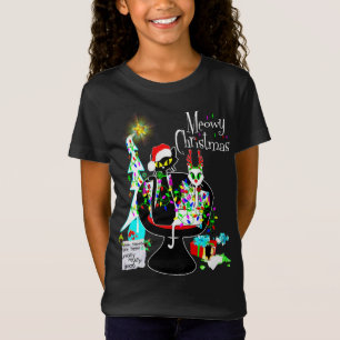 Cute Girls Atomic Cat Meowy Christmas T-Shirt